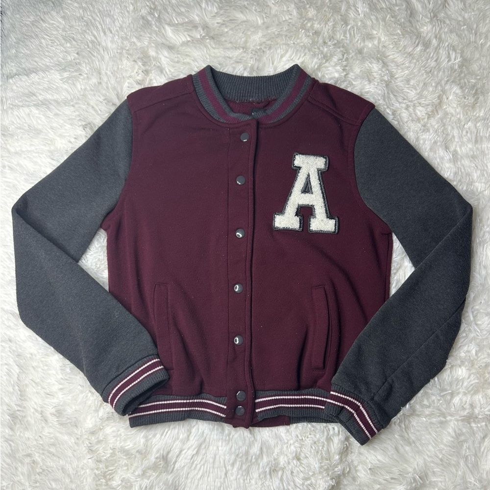 New Look Kids Burgundy and Gray Varsity Jacket